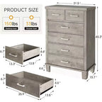 Acekool Cassettiera Alta a 6 Cassetti, Comò Moderno con Maniglie in Metallo, Organizzatore Verticale per Camera da Letto e Armadio