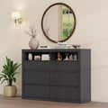 47 Modern 6-Drawer Dresser with 2 Open Shelves, Mid-Century Wood Chest for Bedroom, Living Room TV Stand