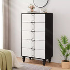 Acekool 5 Drawer Dresser, Modern Chest with Vintage Pattern and Deep Storage for Bedroom, Living Room, Entryway
