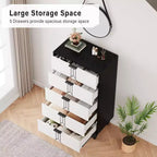 Acekool Comò a 5 Cassetti, Cassettiera Moderna con Motivo Vintage e Spazio Contenitivo Profondo per Camera da Letto, Soggiorno, Ingresso