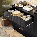 Cassettiera a 4 cassetti con 32 scanalature – Comò moderno in legno con maniglie in metallo, organizer contenitore e porta TV per camera da letto, soggiorno e corridoio.