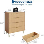 Cassettiera a 4 cassetti con 32 scanalature – Comò moderno in legno con maniglie in metallo, organizer contenitore e porta TV per camera da letto, soggiorno e corridoio.