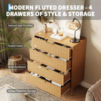 Cassettiera a 4 cassetti con 32 scanalature – Comò moderno in legno con maniglie in metallo, organizer contenitore e porta TV per camera da letto, soggiorno e corridoio.