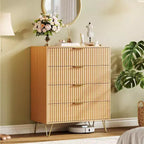 Cassettiera a 4 cassetti con 32 scanalature – Comò moderno in legno con maniglie in metallo, organizer contenitore e porta TV per camera da letto, soggiorno e corridoio.