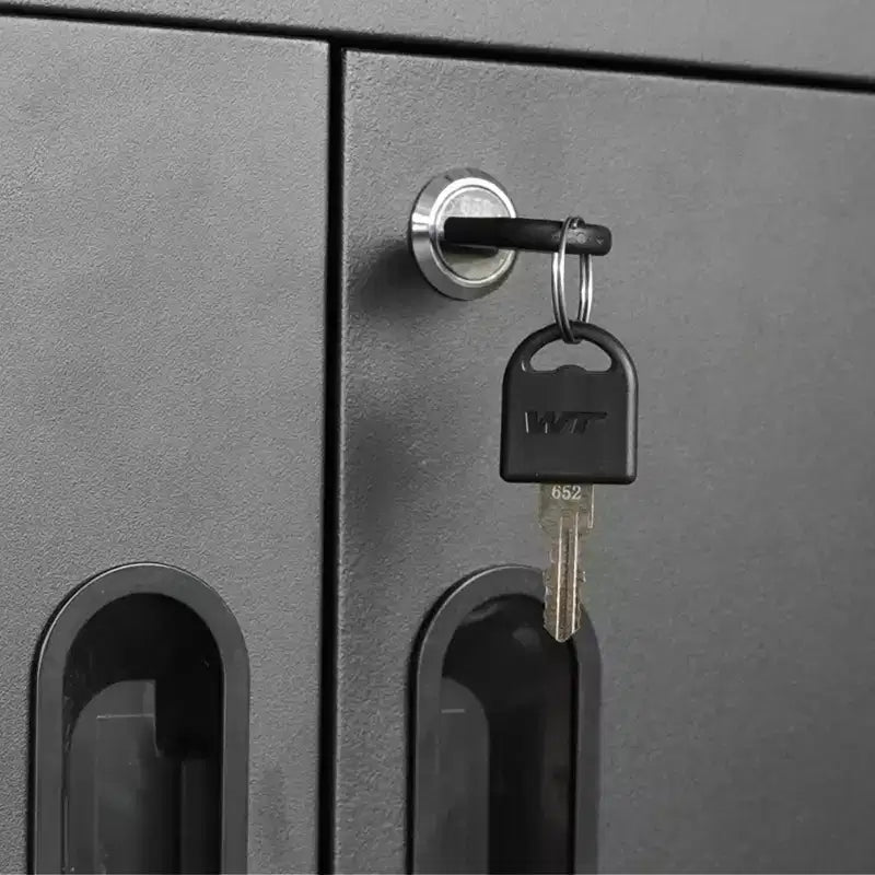 VIYET 35 Armadio Portautensili in Acciaio su Ruote - Contenitore in Metallo Resistente con Bordo Superiore, Ruote Bloccabili e Ripiano Regolabile per Garage e Officina, Nero