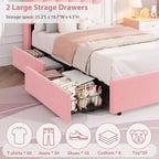 Letto matrimoniale singolo (Twin Size) con luci LED, testiera contenitore con 2 cassetti, testiera ondulata chic con libreria, base per materasso con doghe in legno