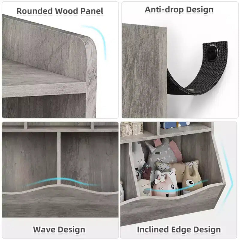 Set di 2 Librerie per Giocattoli, con Mensola Multipla e Scomparti, Mobile Contenitore per Libri e Giocattoli, per Camera da Letto, Sala Giochi, Corridoio