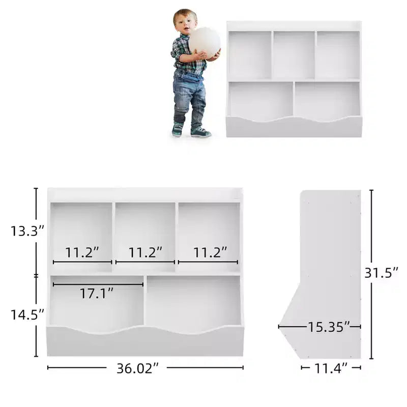 Set di 2 Librerie per Giocattoli, con Mensola Multipla e Scomparti, Mobile Contenitore per Libri e Giocattoli, per Camera da Letto, Sala Giochi, Corridoio