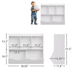 Set di 2 Librerie per Giocattoli, con Mensola Multipla e Scomparti, Mobile Contenitore per Libri e Giocattoli, per Camera da Letto, Sala Giochi, Corridoio