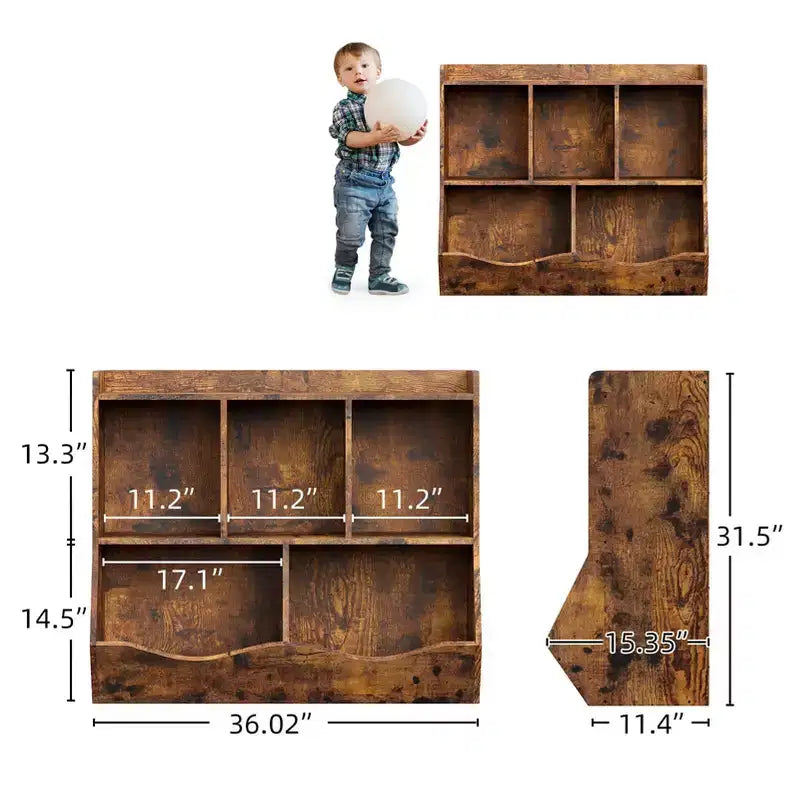 Set di 2 Librerie per Giocattoli, con Mensola Multipla e Scomparti, Mobile Contenitore per Libri e Giocattoli, per Camera da Letto, Sala Giochi, Corridoio
