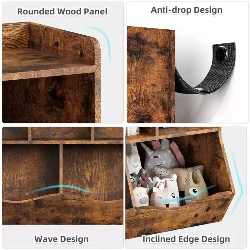 Set di 2 Librerie per Giocattoli, con Mensola Multipla e Scomparti, Mobile Contenitore per Libri e Giocattoli, per Camera da Letto, Sala Giochi, Corridoio