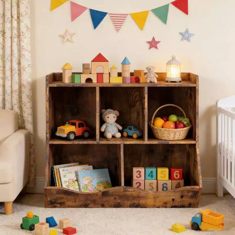 Set di 2 Librerie per Giocattoli, con Mensola Multipla e Scomparti, Mobile Contenitore per Libri e Giocattoli, per Camera da Letto, Sala Giochi, Corridoio