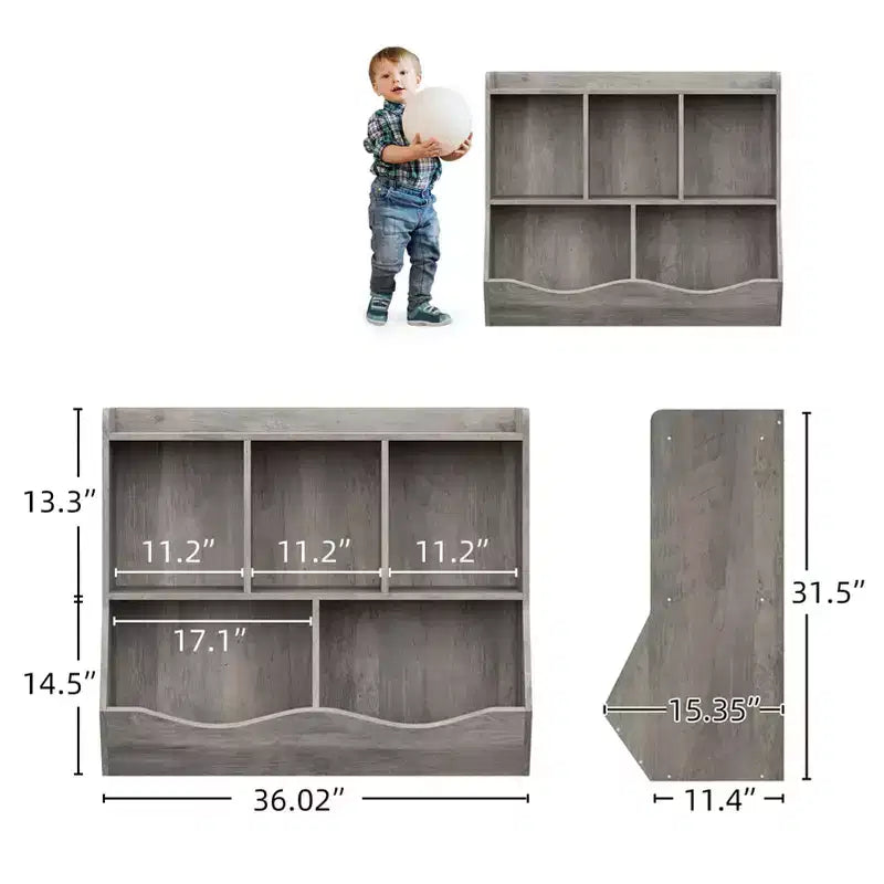 Set di 2 Librerie per Giocattoli, con Mensola Multipla e Scomparti, Mobile Contenitore per Libri e Giocattoli, per Camera da Letto, Sala Giochi, Corridoio