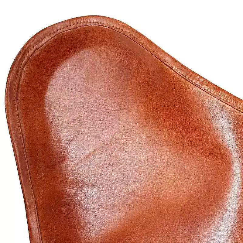 vidaXL Sedia a farfalla Marrone Vera pelle, Ferro verniciato a polvere Standard