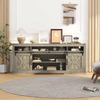 Farmhouse TV Console Table for 75 Television, Entertainment Center with Semi-Open Top Storage,Adjustable Shelf & Sliding Doors,Media TV Table Cabinet
