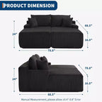 Divanetto a due posti con chaise longue da 78 pollici, a forma di nuvola, in velluto a coste oversize, per soggiorno, nessun montaggio richiesto