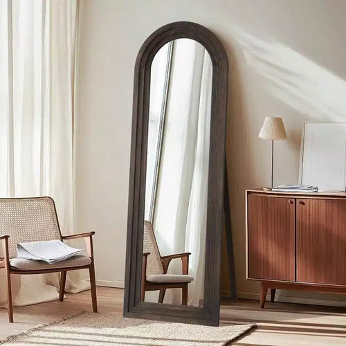 Specchio rustico ad arco 64x21 - Cornice in legno massiccio. Include supporto per appoggio, sospensione o autoportante in qualsiasi stanza