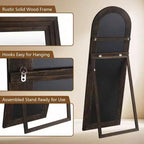 Specchio rustico ad arco 64x21 - Cornice in legno massiccio. Include supporto per appoggio, sospensione o autoportante in qualsiasi stanza