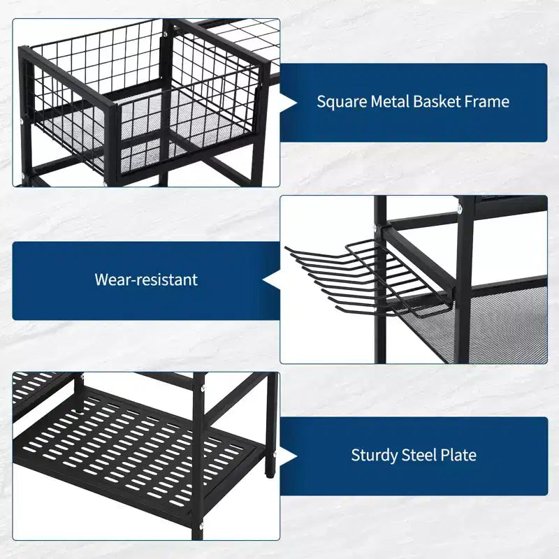Organizzatore per attrezzi da giardino, scaffale a torre a 3 ripiani per garage, fino a 35 attrezzi a manico lungo, supporto autoportante per attrezzi da giardino per capanno