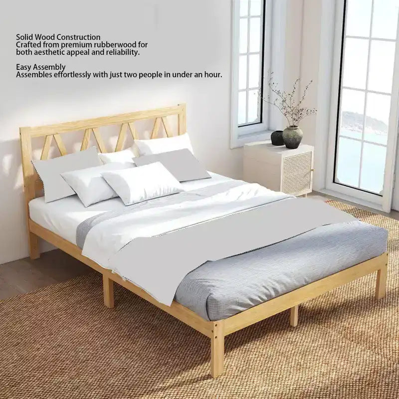 AEELLEEA Letto a una piazza e mezza Struttura resistente Facile da montare Base letto a piattaforma minimalista in legno per la camera da letto