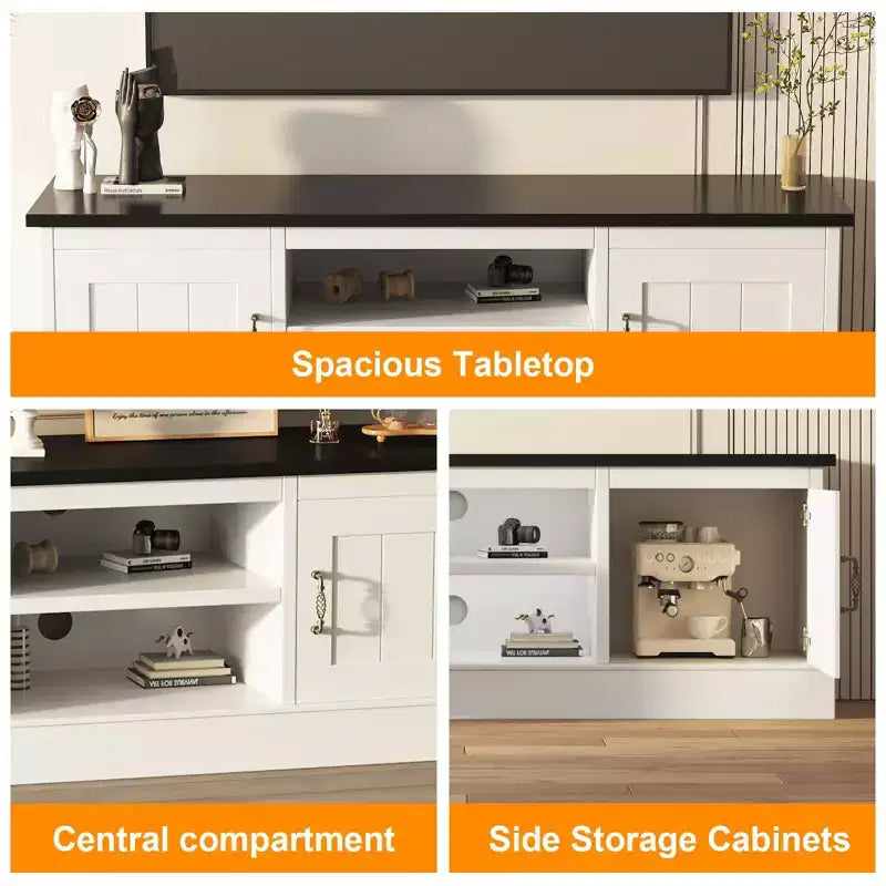 Mobile porta TV da fattoria per TV da 65 pollici, mobile TV con armadietti, mobiletto multimediale moderno, design rustico in legno per soggiorno e ufficio, 61*17.7*21.7