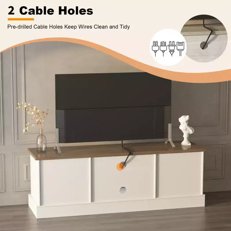 Mobile porta TV da fattoria per TV da 65 pollici, mobile TV con armadietti, mobiletto multimediale moderno, design rustico in legno per soggiorno e ufficio, 61*17.7*21.7