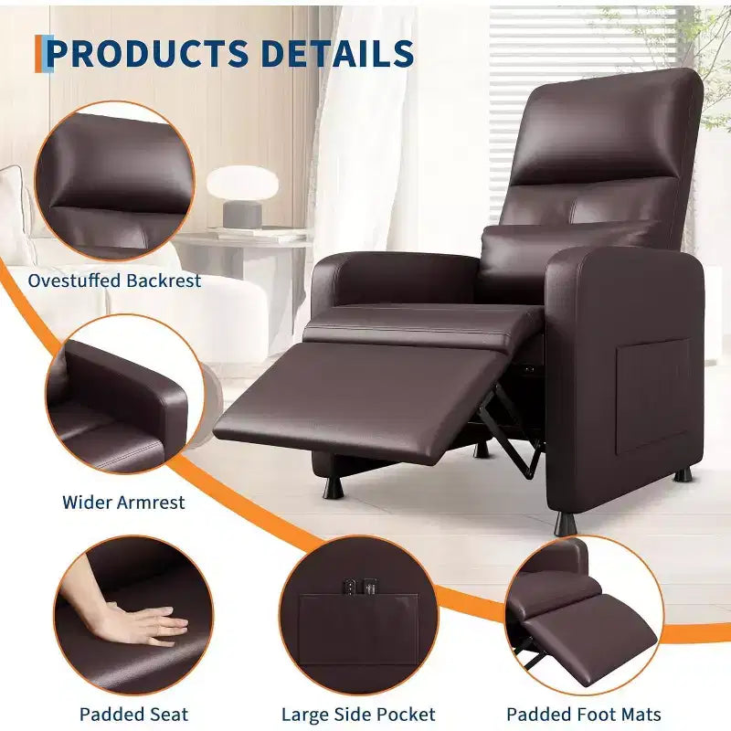 Poltrona Reclinabile Elettrica Acekool con Massaggio, Riscaldamento, Tasche portaoggetti e USB, Poltrona per Home Theater in Similpelle
