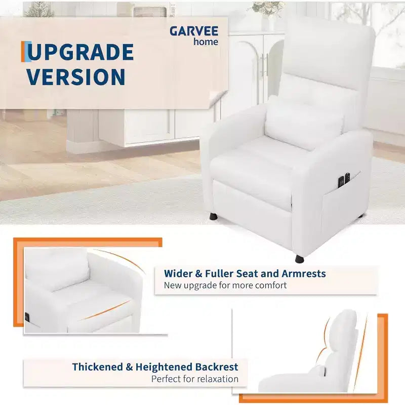 Poltrona Reclinabile Elettrica Acekool con Massaggio, Riscaldamento, Tasche portaoggetti e USB, Poltrona per Home Theater in Similpelle