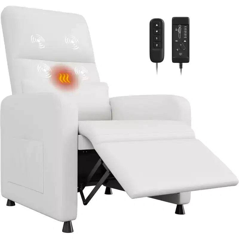 Poltrona Reclinabile Elettrica Acekool con Massaggio, Riscaldamento, Tasche portaoggetti e USB, Poltrona per Home Theater in Similpelle