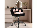 Cat Paw Vanity Chair with 360 Swivel, Plush Teddy Fabric Adjustable Height Office Chair for Desk, Black/White