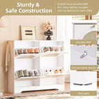 Scarpiera sottile con cassetti a ribalta e 4 ante in rattan, elegante organizer per scarpe da ingresso