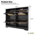 Scarpiera sottile con cassetti a ribalta e 4 ante in rattan, elegante organizer per scarpe da ingresso