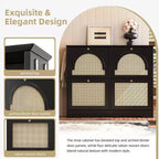 Scarpiera sottile con cassetti a ribalta e 4 ante in rattan, elegante organizer per scarpe da ingresso
