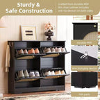 Scarpiera sottile con cassetti a ribalta e 4 ante in rattan, elegante organizer per scarpe da ingresso