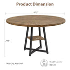 Tavolo da pranzo rotondo da 47" per 4-6 persone - Base a piedistallo in metallo con contenitore - Tavolo da pranzo e da cucina industriale salvaspazio