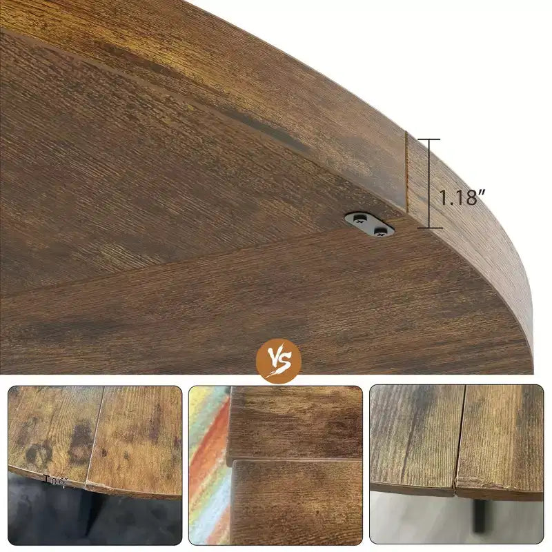Tavolo da pranzo rotondo da 47" per 4-6 persone - Base a piedistallo in metallo con contenitore - Tavolo da pranzo e da cucina industriale salvaspazio