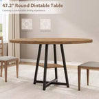 Tavolo da pranzo rotondo da 47" per 4-6 persone - Base a piedistallo in metallo con contenitore - Tavolo da pranzo e da cucina industriale salvaspazio