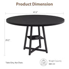Tavolo da pranzo rotondo da 47" per 4-6 persone - Base a piedistallo in metallo con contenitore - Tavolo da pranzo e da cucina industriale salvaspazio