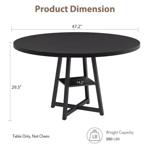 Tavolo da pranzo rotondo da 47" per 4-6 persone - Base a piedistallo in metallo con contenitore - Tavolo da pranzo e da cucina industriale salvaspazio