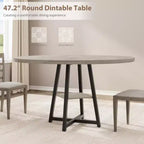 Tavolo da pranzo rotondo da 47" per 4-6 persone - Base a piedistallo in metallo con contenitore - Tavolo da pranzo e da cucina industriale salvaspazio