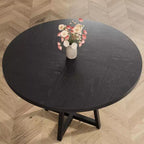 Tavolo da pranzo rotondo da 47" per 4-6 persone - Base a piedistallo in metallo con contenitore - Tavolo da pranzo e da cucina industriale salvaspazio