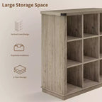 Libreria organizer a 9 cubi, libreria orizzontale a 4 ripiani stile rustico, libreria in legno da 95 cm per ingresso, librerie lunghe e basse