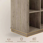 Libreria organizer a 9 cubi, libreria orizzontale a 4 ripiani stile rustico, libreria in legno da 95 cm per ingresso, librerie lunghe e basse