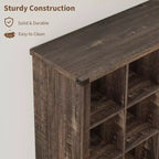Libreria organizer a 9 cubi, libreria orizzontale a 4 ripiani stile rustico, libreria in legno da 95 cm per ingresso, librerie lunghe e basse