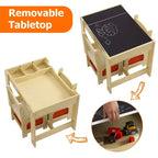 Set Tavolo e Sedie per Bambini, Tavolo Attività 3 in 1 per Bambini con Piano Rimovibile, Lavagna, Set Mobili per Bambini Piccoli da 3 Pezzi per Arte, Artigianato