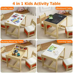 Set Tavolo e Sedie per Bambini, Tavolo Attività 3 in 1 per Bambini con Piano Rimovibile, Lavagna, Set Mobili per Bambini Piccoli da 3 Pezzi per Arte, Artigianato