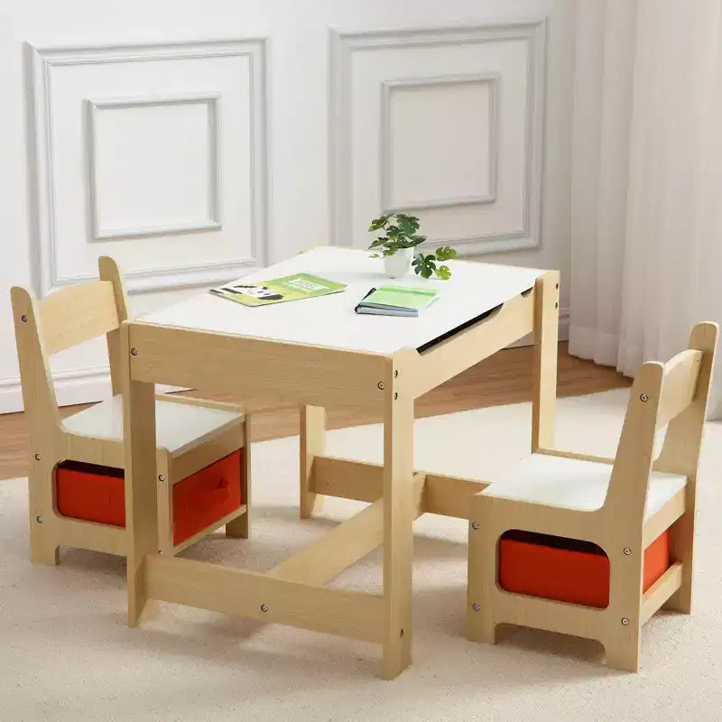 Set Tavolo e Sedie per Bambini, Tavolo Attività 3 in 1 per Bambini con Piano Rimovibile, Lavagna, Set Mobili per Bambini Piccoli da 3 Pezzi per Arte, Artigianato