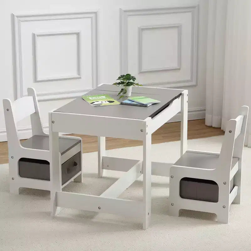 Set Tavolo e Sedie per Bambini, Tavolo Attività 3 in 1 per Bambini con Piano Rimovibile, Lavagna, Set Mobili per Bambini Piccoli da 3 Pezzi per Arte, Artigianato