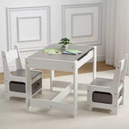 Set Tavolo e Sedie per Bambini, Tavolo Attività 3 in 1 per Bambini con Piano Rimovibile, Lavagna, Set Mobili per Bambini Piccoli da 3 Pezzi per Arte, Artigianato