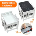 Set Tavolo e Sedie per Bambini, Tavolo Attività 3 in 1 per Bambini con Piano Rimovibile, Lavagna, Set Mobili per Bambini Piccoli da 3 Pezzi per Arte, Artigianato